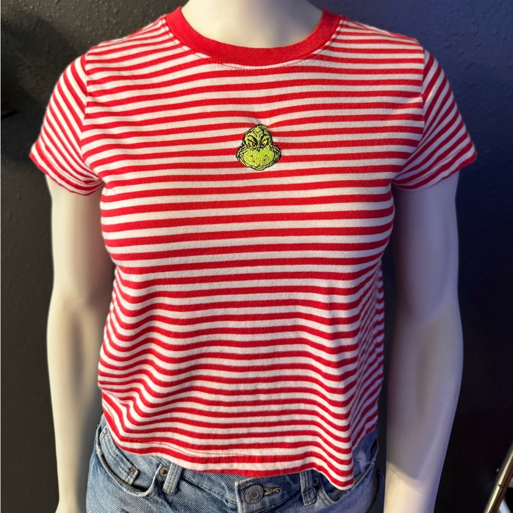 Striped Grinch holiday tee